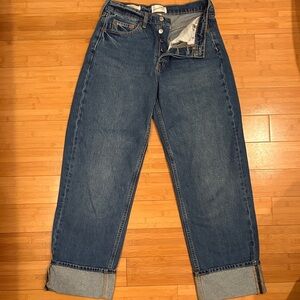 Universal Thread Button Fly Cuffed Mid-Rise 90s Denim Baggy Jean